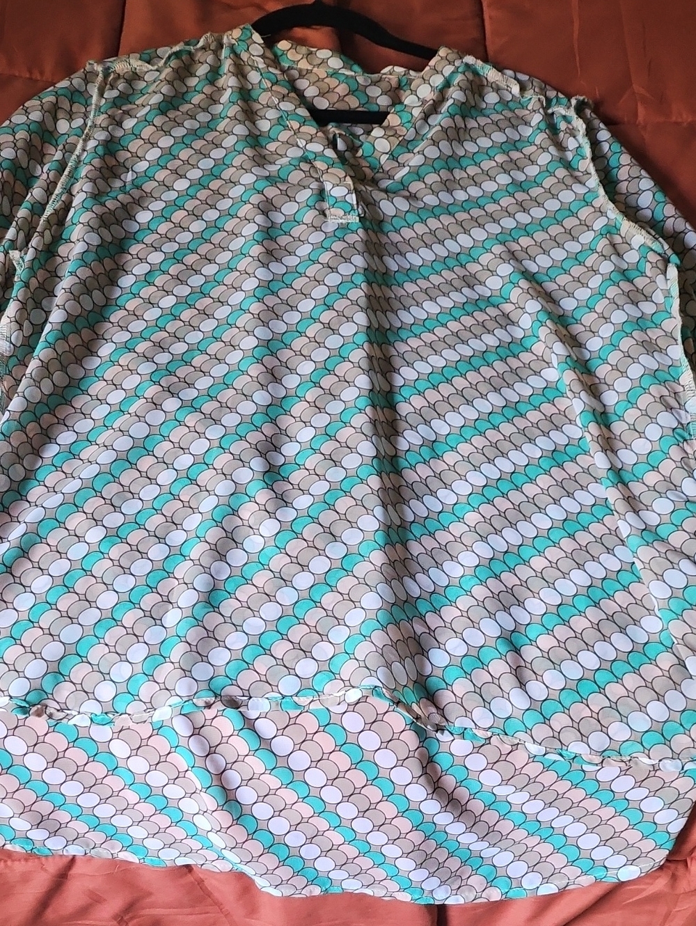 Tacera Teal and White Patterned Top - Brand